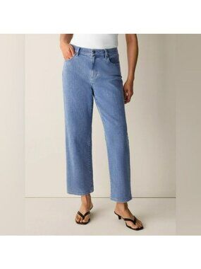 Eileen Fisher Straight-Leg Jeans Organic Cotton Stretch Blue Womens 8